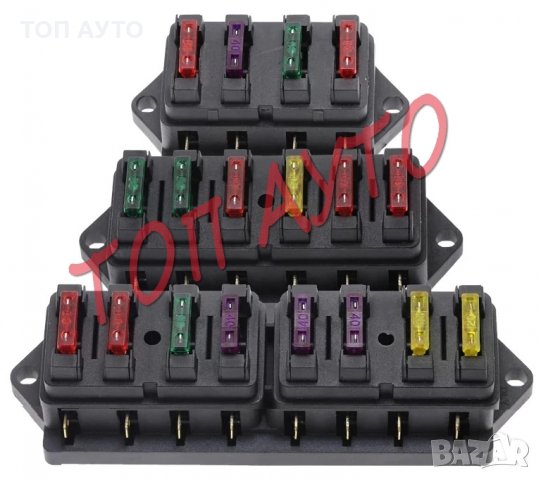 Гнездо За Бушони Предпазители 4/6/8/10/12бр 12V 24V до 30А, снимка 2 - Аксесоари и консумативи - 31655970