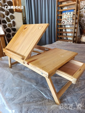 Дървена масичка за легло с регулируе плот с 5 степени