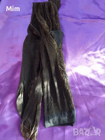 M/L Черен чорапогащник със златист брокат , снимка 6 - Бельо - 48374012