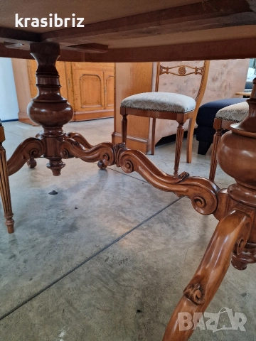 Античен Сет- Масивна Витрина с Писалище,Скрин и Маса+6 бр.Стола-внос от Германия!, снимка 16 - Витрини - 52882467