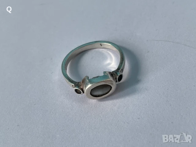 Сребърен пръстен с бял камък, проба 925 (8), снимка 4 - Пръстени - 50965310