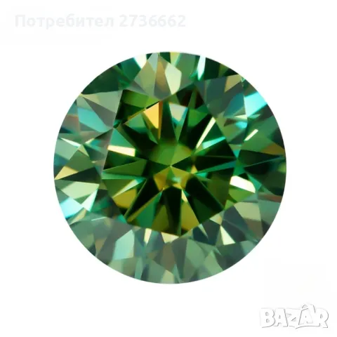Жълто Зелен Мойсанит Диамант Брилянт 5 мм 0.5 карата, снимка 3 - Други - 49822818