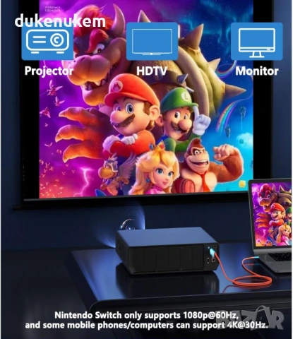 USB-C към HDMI адаптер за Nintendo Switch / OLED – 4K, 100W PD, снимка 4 - Кабели и адаптери - 53257115