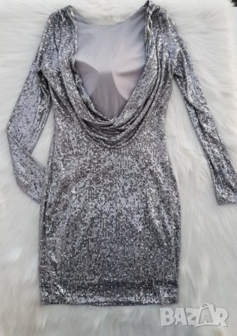 Блестяща рокля с паети и гол гръб размер М , снимка 5 - Рокли - 44222689