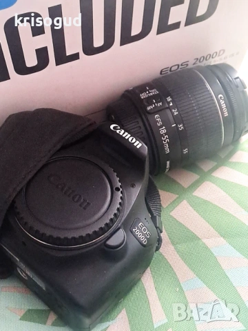 Комплект фотоапарат Canon EOS2000D / EF-S18-55mm, снимка 2 - Фотоапарати - 53073800
