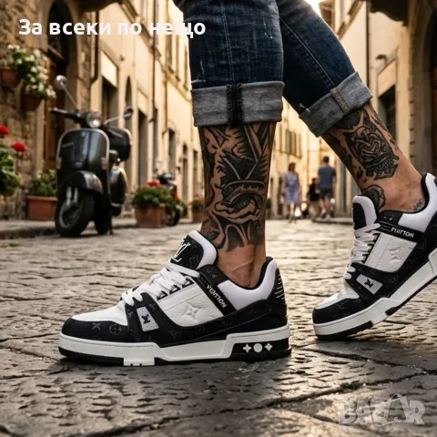Louis Vuitton Унисекс👟Мъжки Маратонки👟Дамски Спортни Обувки👟Сникърси Цвят- Бяло И Черно Код S465