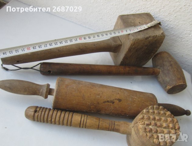 3 бр дървен чук и точилка, снимка 2 - Други ценни предмети - 30167442