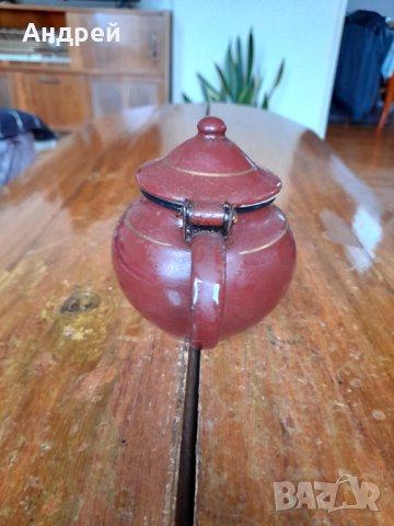 Стар емайлиран чайник #23, снимка 4 - Антикварни и старинни предмети - 42923806