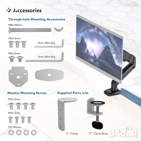 Стойка за монитор VESA Monitor Desk Mount Bontec GDM01U, снимка 5 - Други - 49771064