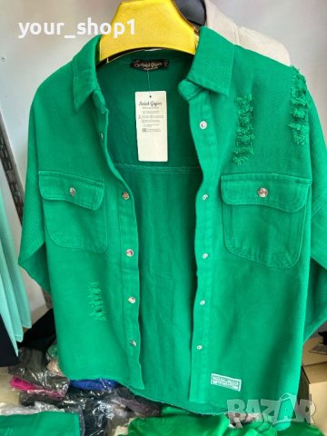 Дамска дънкова риза в зелено