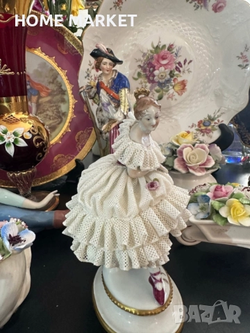 Volkstedt Фолкщед Germany  Curca 1945 (Älteste Volkstedter Porzellanmanufaktur) Dresden Lace , снимка 9 - Антикварни и старинни предмети - 52939076