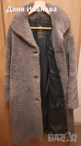 Дамско сиво палто от естествена агнешка кожа, снимка 3 - Палта, манта - 31059662