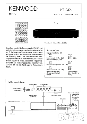Тунер Kenwood KT-1030L, снимка 5 - Ресийвъри, усилватели, смесителни пултове - 53889560