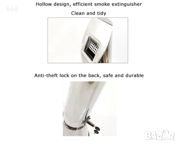 Подов пепелник, вертикален кош за боклук от неръждаема стомана за вътрешна и външна употреба с ключ, снимка 3 - Други стоки за дома - 52929850