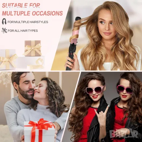 DAN Technology Професионална маша за коса с ръкавица, керамична (розово злато, 32 mm), снимка 5 - Маши за коса - 49522742