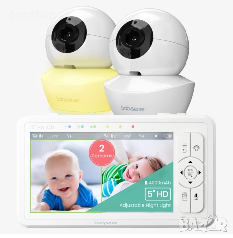Нов Babysense HD S2: бебефон с 2 камери, без Wi-Fi, разделяне на екрана за преглед на 2те камери ..., снимка 6 - Бебефони - 51897889