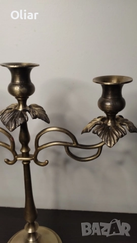 Много красив свещник за 3 свещи. Месинг. , снимка 3 - Декорация за дома - 52093285