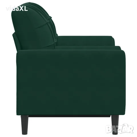 vidaXL 2-местен диван с възглавници тъмнозелен 120 см кадифе, снимка 4 - Дивани и мека мебел - 56146872