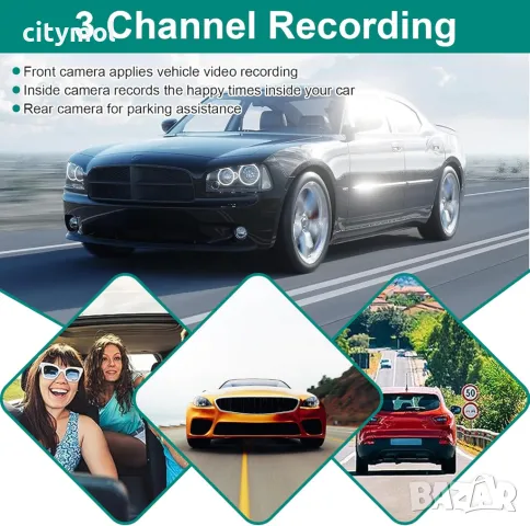 Видеорегистратор/Dash Cam, с 3 камери, FULL HD, дисплей 4", 5MPx, детекция на движение, циклично зап, снимка 7 - Аксесоари и консумативи - 47271765