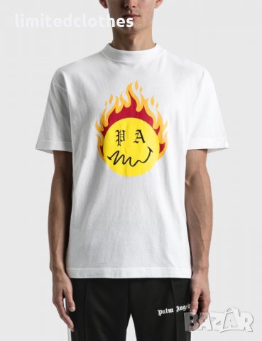 PALM ANGELS Smiley Burning Head Logo Print Мъжка Тениска size XL (L), снимка 4 - Тениски - 34960309