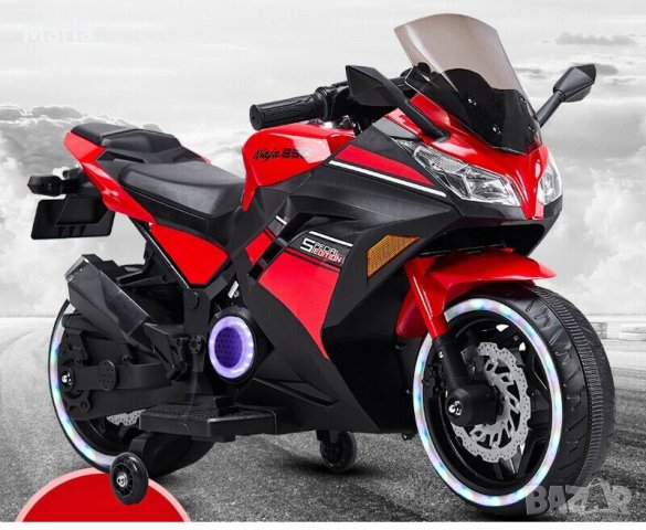 Акумулаторен МОТОР Kawasaki Ninja меки гуми с Кожена седалка 12V, снимка 5 - Други - 34368684
