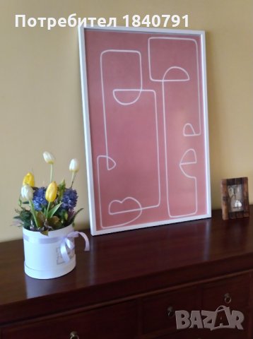 Картина – лице непрекъсната линия, абстракция – 60 х 90 см, снимка 2 - Картини - 35543898