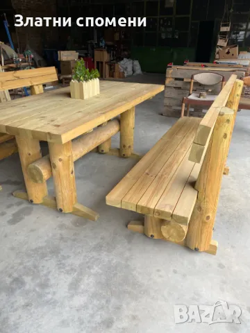 Градински комплект 3 в 1 (Маса и две пейки), снимка 4 - Градински мебели, декорация  - 50233042