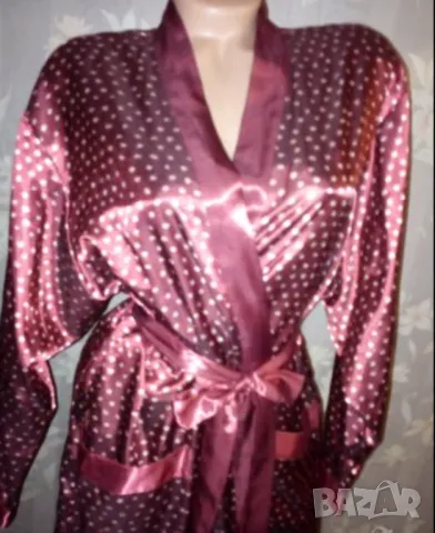 Marcel Clair M- Дълъг сатенен плътен халат с памучна основа, снимка 1