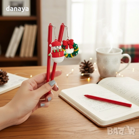 6214 Химикалка с коледна висулка коледен химикал тънкописец, снимка 3 - Ученически пособия, канцеларски материали - 52736090