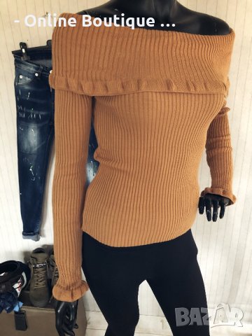 Мека блуза с голи рамене КОД 3, снимка 7 - Блузи с дълъг ръкав и пуловери - 31450081