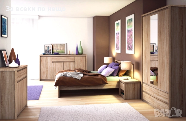 Легло с ламелна рамка NORTON LOZ 160/200 дъб сонома Код P1449, снимка 2 - Спални и легла - 52317106