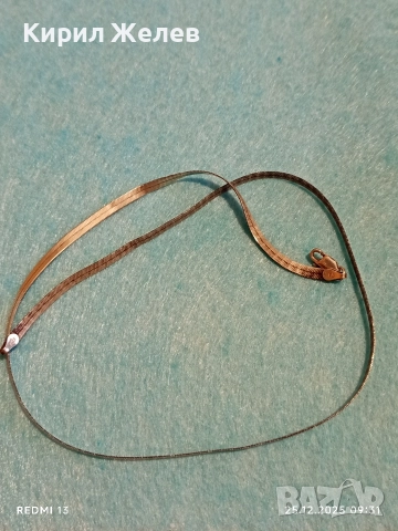 Нежен лентовиден сребърен ланец Ретро Арт бижу 26461, снимка 8 - Колиета, медальони, синджири - 52895544