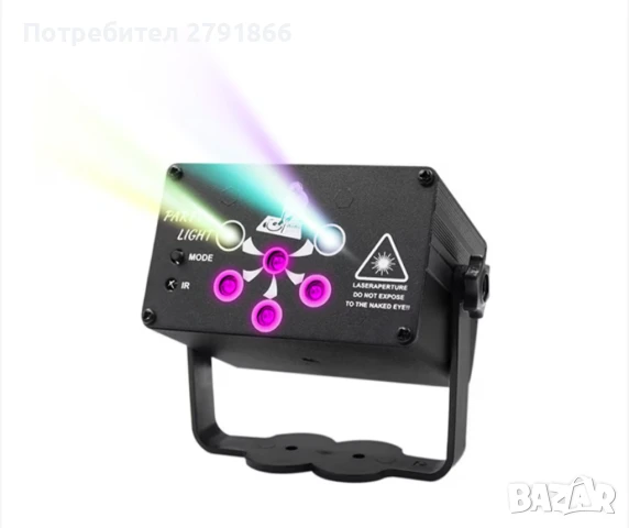 Лазерен диско проектор JESWO, 120 режима на осветление, RGB+UV, черен, 9.5x7.5x5.8cm, снимка 5 - Други - 50860052