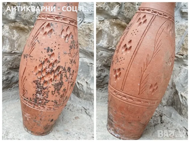 Стара Голяма Глинена Ваза. , снимка 4 - Антикварни и старинни предмети - 47320171