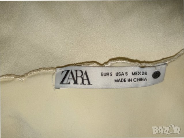 Zara S-Топ от сатен в екрю с бродерия , снимка 4 - Корсети, бюстиета, топове - 38111698