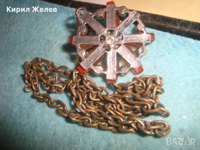 ФЛОРАЛЕН МЕДАЛЬОН - ЦВЕТЕ с ЦИТРИН и ЦВЕТНИ КРИСТАЛИ и ВИНТИДЖ БРОНЗОВА ВЕРИЖКА 25158, снимка 7 - Колиета, медальони, синджири - 35364310