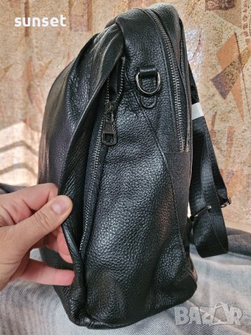  черна раница+ чанта ЕСТЕСТВЕНА кожа , снимка 9 - Раници - 44493963