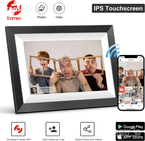Тествана Wifi цифрова фоторамка 10.1 инча, MARVUE, IPS сензорен екран, 16GB памет, 1080 HD...