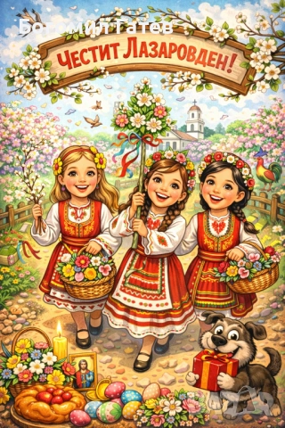 Карикатура за Лазаровден по снимка – JPG файл | Традиционен и оригинален подарък