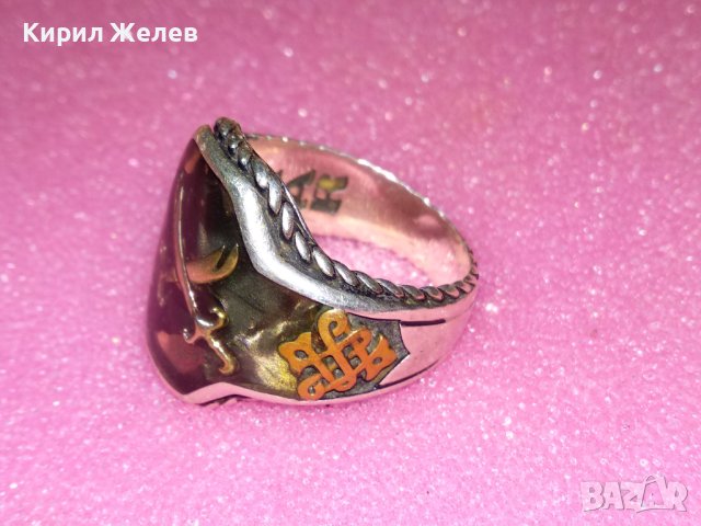 KAR 925 ПИРАТСКИ АВТОРСКИ ЕМАЙЛИРАН СРЕБЪРЕН ПРЪСТЕН СРЕБРО 925 РЪЧНА МАЙСТОРСКА АРТ ИЗРАБОТКА 43080, снимка 10 - Пръстени - 44390827