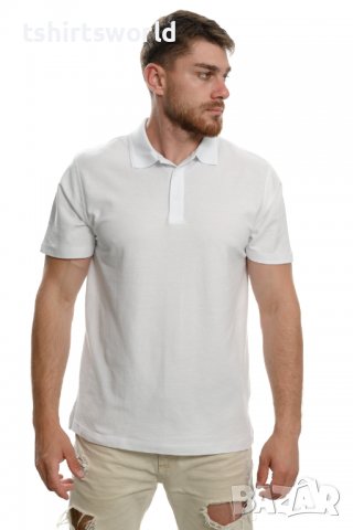 Нова бяла мъжка блуза (тениска) тип Lacoste, с яка, снимка 7 - Блузи - 37662527