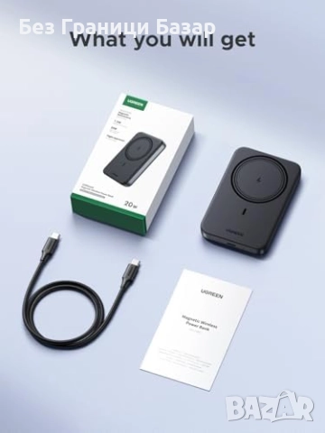 Нова Магнитна външна батерия 10000mAh UGREEN MagSafe с бързо зареждане, снимка 9 - Външни батерии - 52544907