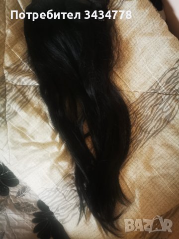 Чисто нова коса 100% естествен косъм,черен цвят, дължина 65 см със закопчаване на 4 реда, снимка 4 - Продукти за коса - 37730746
