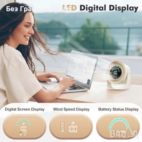 Нов Тих USB вентилатор за бюро 100 скорости 360° въртене LED за охлаждане лято, снимка 2 - Друга електроника - 53914903