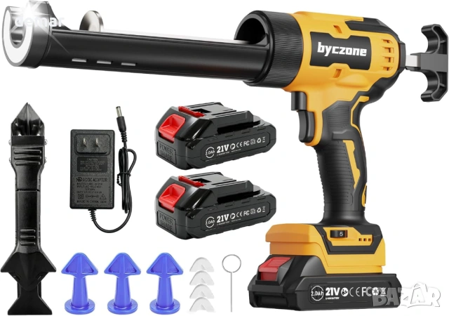 Електрически безжичен пистолет за силикон с 2X2000mAh батерии, против прокапване, LED светлина