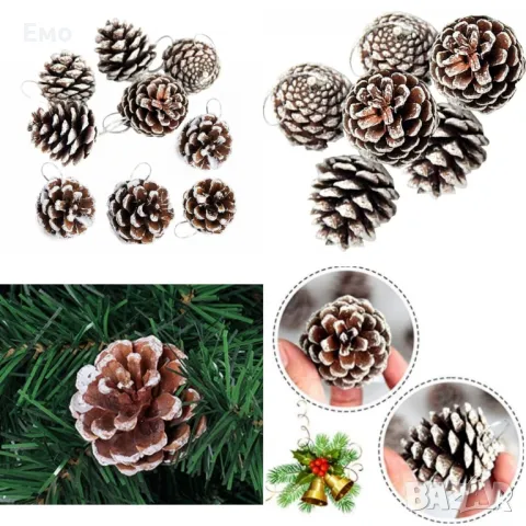 Комплект от 6 или 12 Броя коледни шишарки