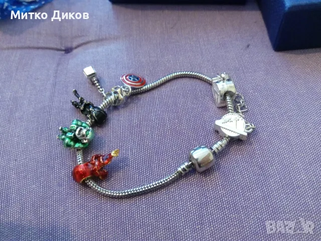 Сребърна гривна Пандора в кутия нова отмъстелите Marvel Avengers, снимка 2 - Гривни - 55797626