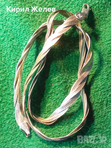 НЕЖНО ЛЕНТОВИДНО СРЕБЪРНО КОЛИЕ СРЕБРО 925 MADE in ITALY с БЯЛА ПОЗЛАТА - ЧАСТ от КОМПЛЕКТ 50139, снимка 16 - Колиета, медальони, синджири - 49378590