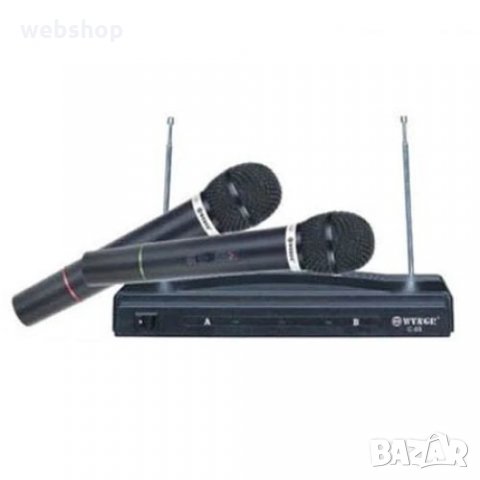 Система за караоке с два безжични микрофона + приемник WVNGR C-05,Черен