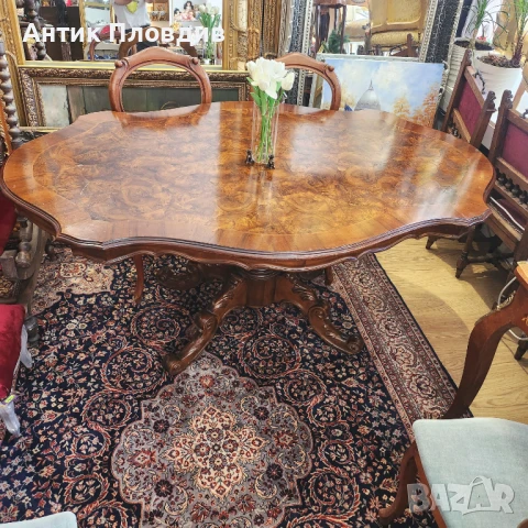 Антикварна маса в стил Луи Филип с масивна дърворезба, снимка 8 - Маси - 50470834